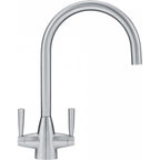 Franke Valais Stainless Steel Dual Lever Kitchen Tap J-Spout Swivel 367mm