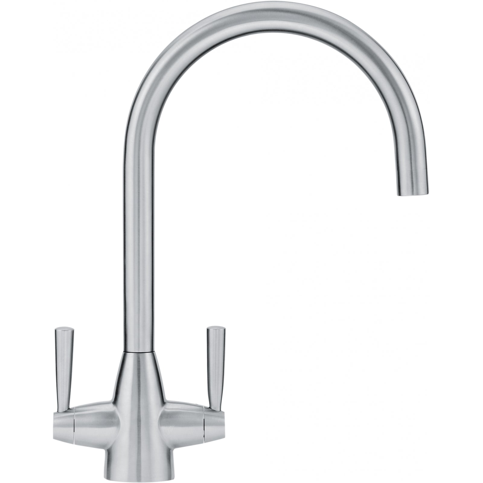 Franke Valais Stainless Steel Dual Lever Kitchen Tap J-Spout Swivel 367mm