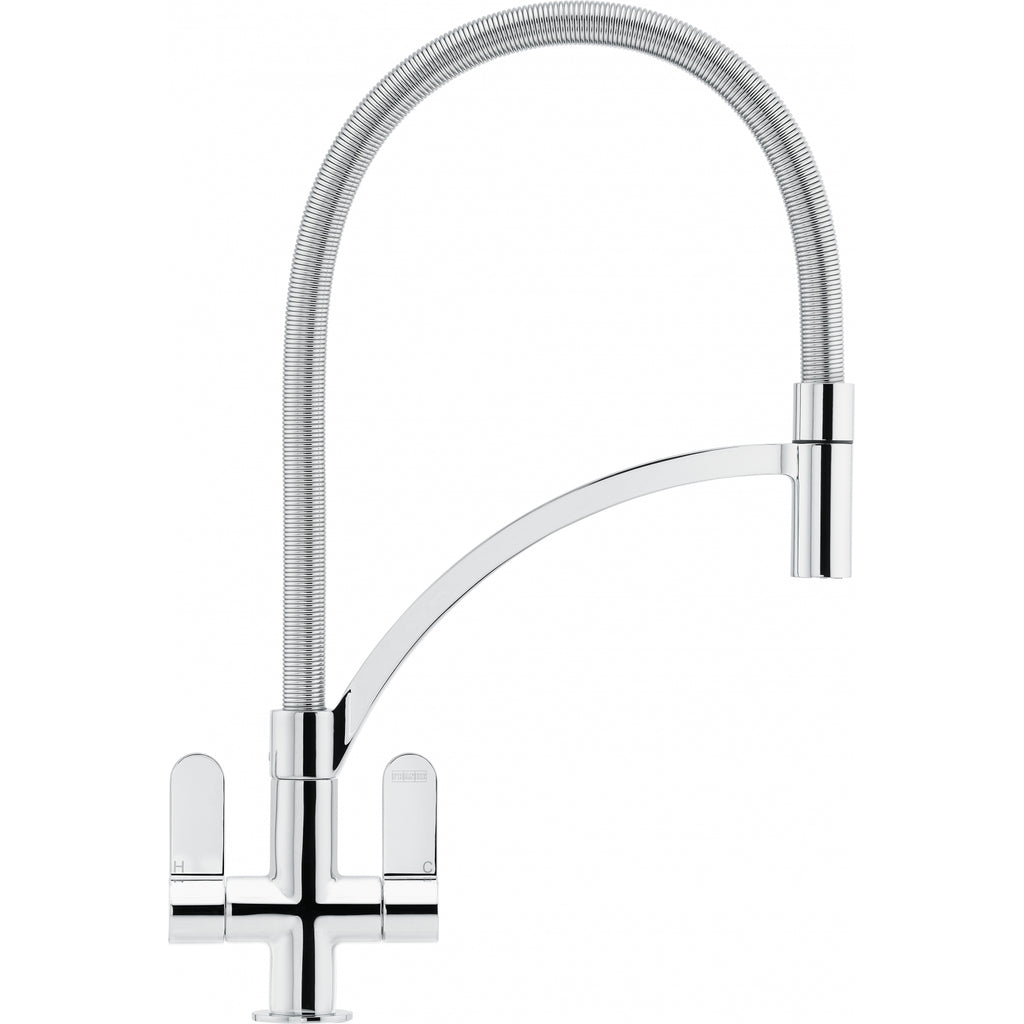 Franke Zelus Chrome Semi-Pro Kitchen Tap Brass Dual Lever Pull Out 437mm