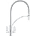 Franke Zelus Chrome Semi-Pro Kitchen Tap Brass Dual Lever Pull Out 437mm