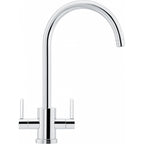 Franke Krios Chrome Dual Lever Kitchen Tap Brass J-Spout Swivel 391mm