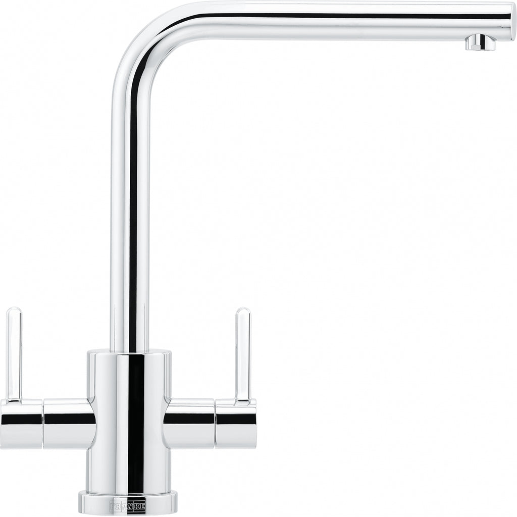 Franke Krios Chrome Dual Lever Kitchen Tap Brass L-Spout Swivel