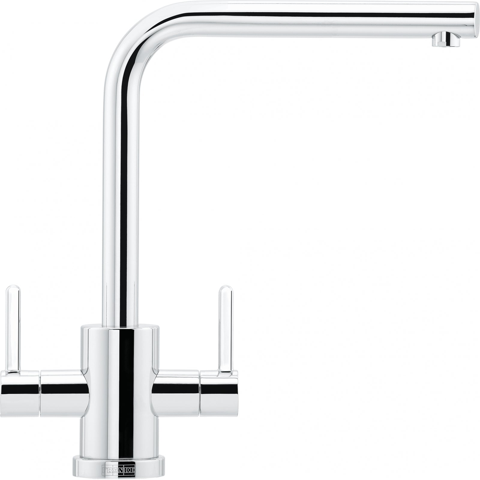 Franke Krios Chrome Dual Lever Kitchen Tap Brass L-Spout Swivel