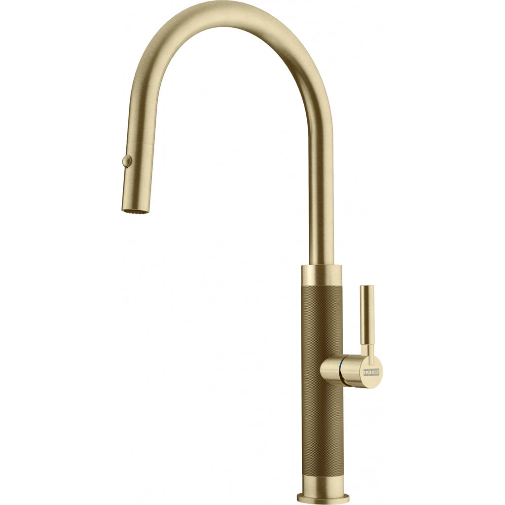 Franke Mythos Masterpiece Gold Pull Down Spray Kitchen Tap 466mm