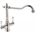 Franke Cotswold Polished Nickel Dual Lever Kitchen Tap Brass U-Spout 300mm