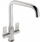 Franke Orlando Polished Nickel Dual Lever Kitchen Tap Brass U-Spout 324mm
