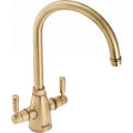 Franke Gloriana Brass Twin Lever Kitchen Tap J-Spout Swivel Traditional