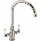 Franke Gloriana Classic Polished Nickel Twin Lever Kitchen Tap J-Spout 405mm