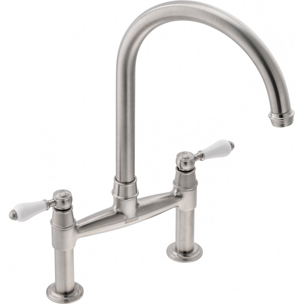 Franke Gloriana Classic Decor Steel Bridge Lever Kitchen Tap J-Spout 415mm