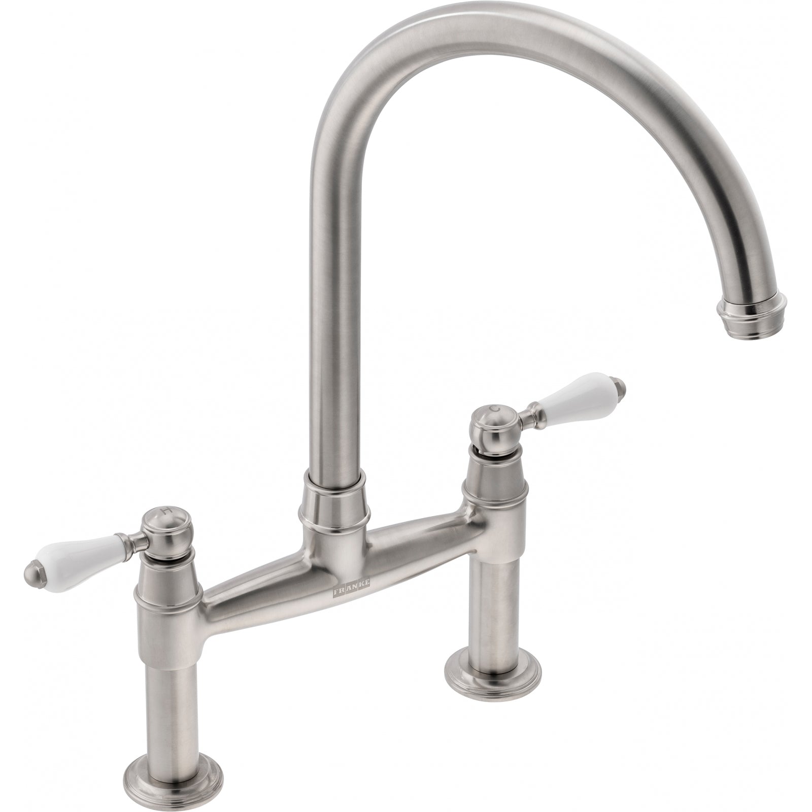 Franke Gloriana Classic Decor Steel Bridge Lever Kitchen Tap J-Spout 415mm