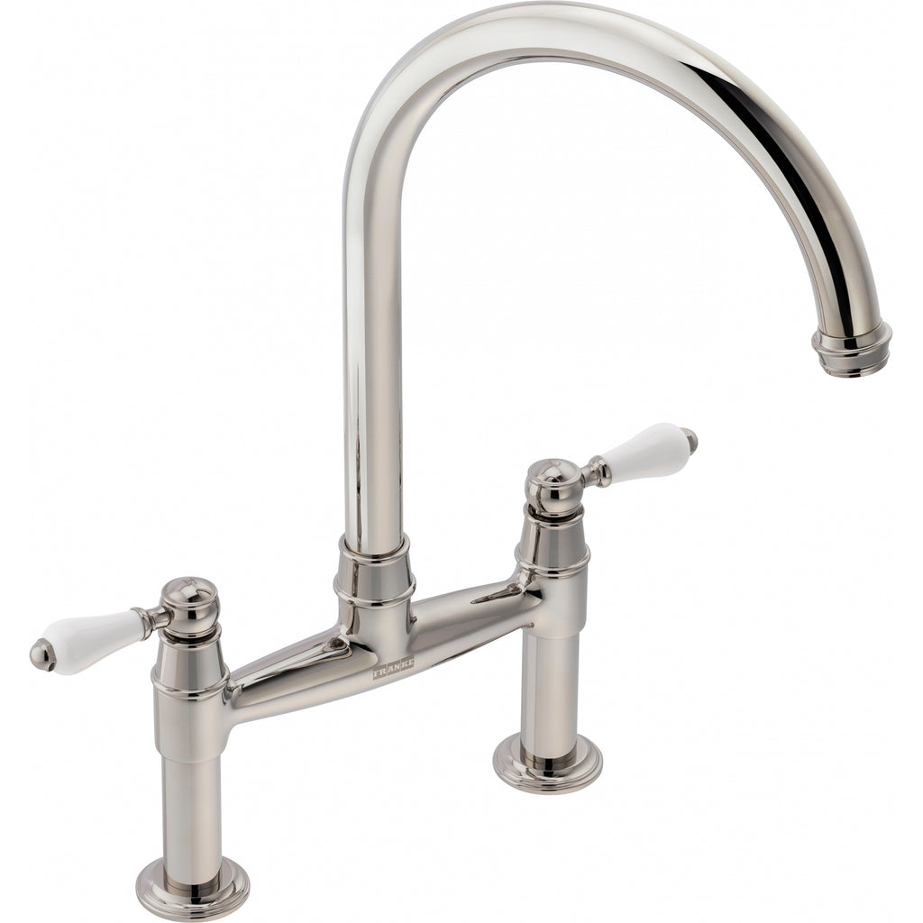 Franke Gloriana Classic Polished Nickel Bridge Lever Kitchen Tap 415mm