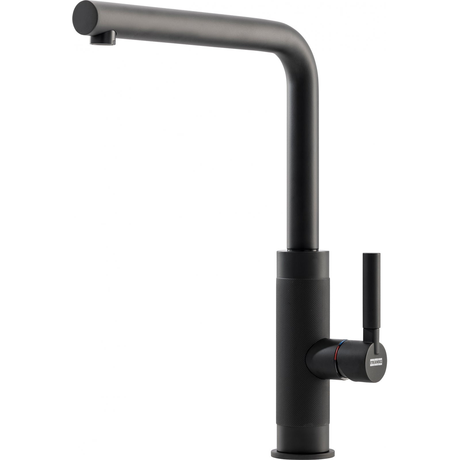 Franke Tessuto Matt Black Single Lever Kitchen Tap Brass L-Spout Swivel