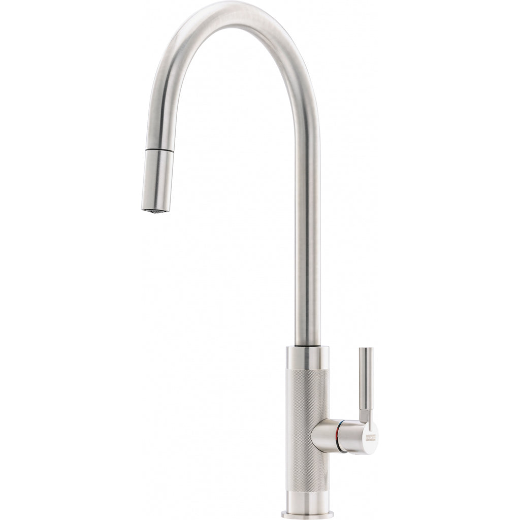 Franke Tessuto Decor Steel Pull Out Nozzle Kitchen Tap Brass J-Spout 455mm