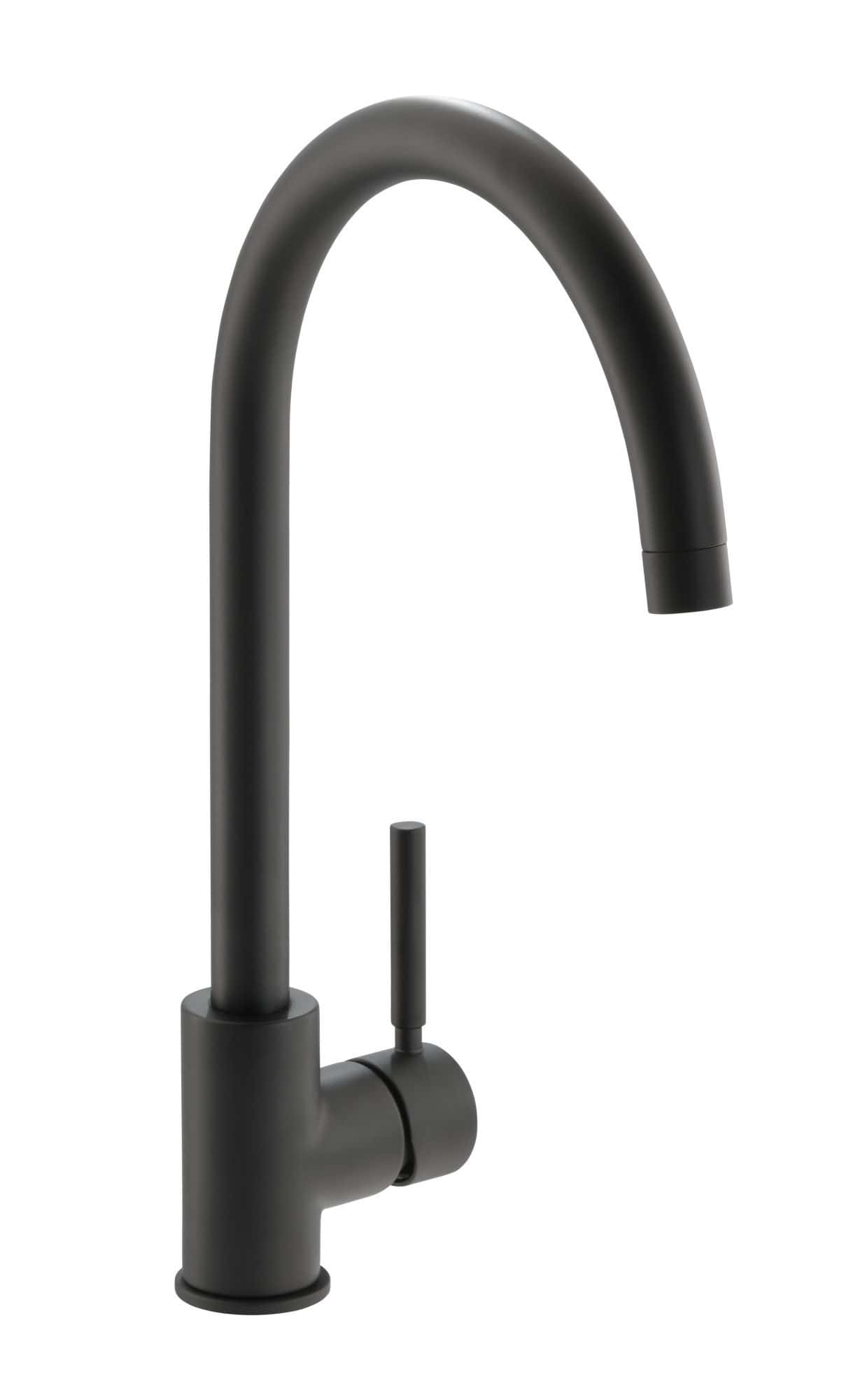 Carron Phoenix Savoy Plus Matt Black Single Lever Kitchen Tap Swivel Spout