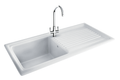 Carron Phoenix Sienna 100 Ceramic 1 Bowl Glacier White Kitchen Sink Inset