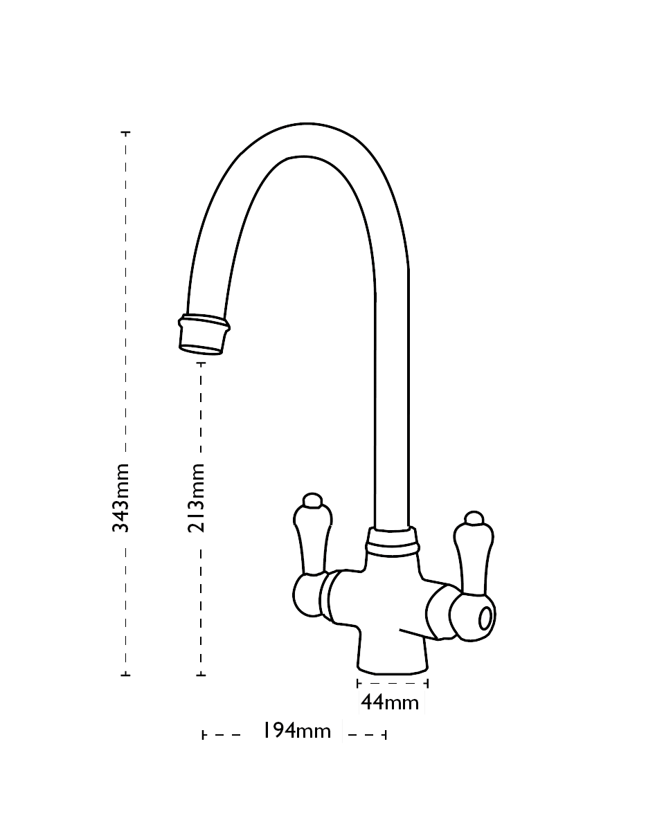Carron Phoenix Windsor Bronze Kitchen Tap White Handles Traditional Bridge