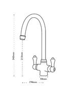 Carron Phoenix Windsor Bronze Kitchen Tap White Handles Traditional Bridge