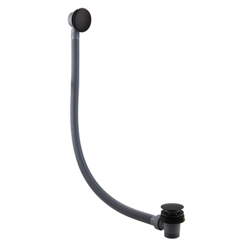 Click Clack Bath Waste with Overflow Matt Black Easy Clean Pop Up Plug G1½