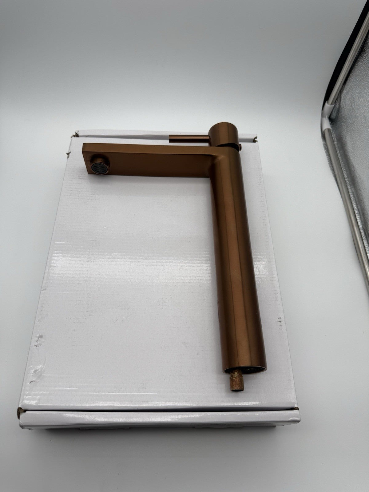 Tall Basin Mixer Tap Brushed Copper High Rise 300mm Single Lever WRAS Brass