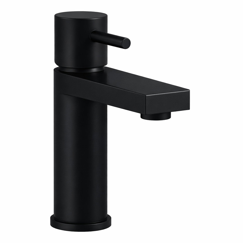Basin Mixer Tap Matt Black inc Waste Single Lever WRAS Bathroom Sink Brass