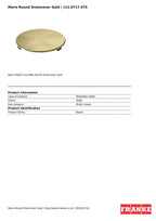 Franke Maris Round Drain Cover Gold Stainless Steel PVD Kitchen Sink — view 3