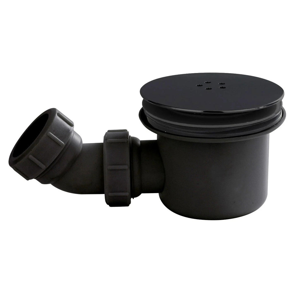 Shower Waste Trap 90mm Black Vented Dome Easy Clean High Flow Shower Tray