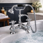 Traditional Bath Shower Mixer Tap Crosshead Chrome WRAS Deck Mounted Brass