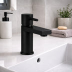 Basin Mixer Tap Matt Black inc Waste Single Lever WRAS Bathroom Sink Brass