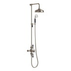 Traditional Thermostatic Shower Set Brushed Nickel Exposed 200mm Rainfall Brass