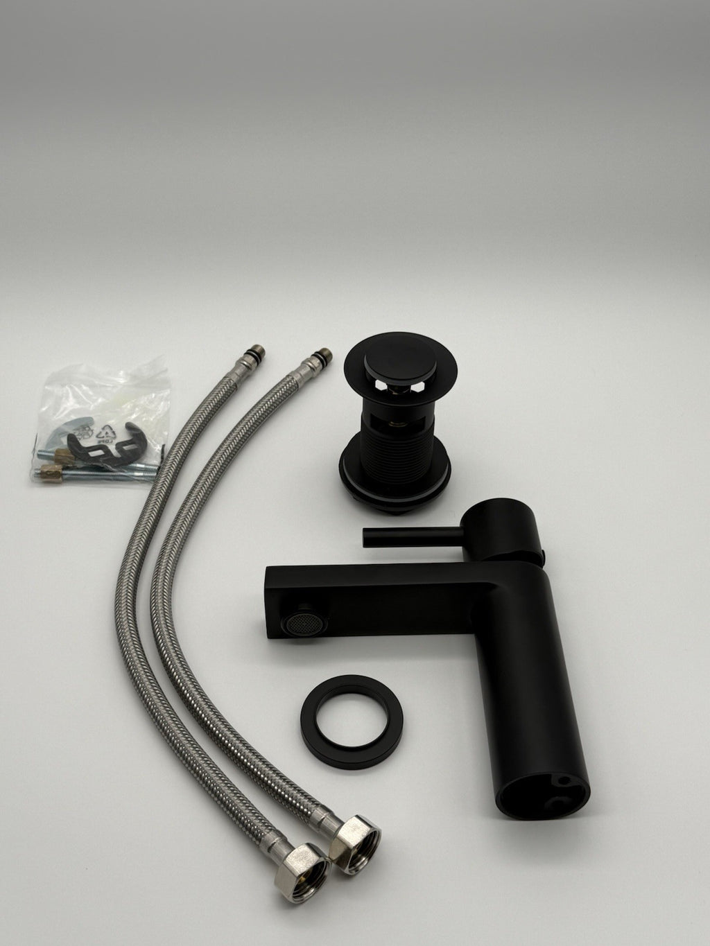 Basin Mixer Tap Matt Black inc Waste Single Lever WRAS Bathroom Sink Brass