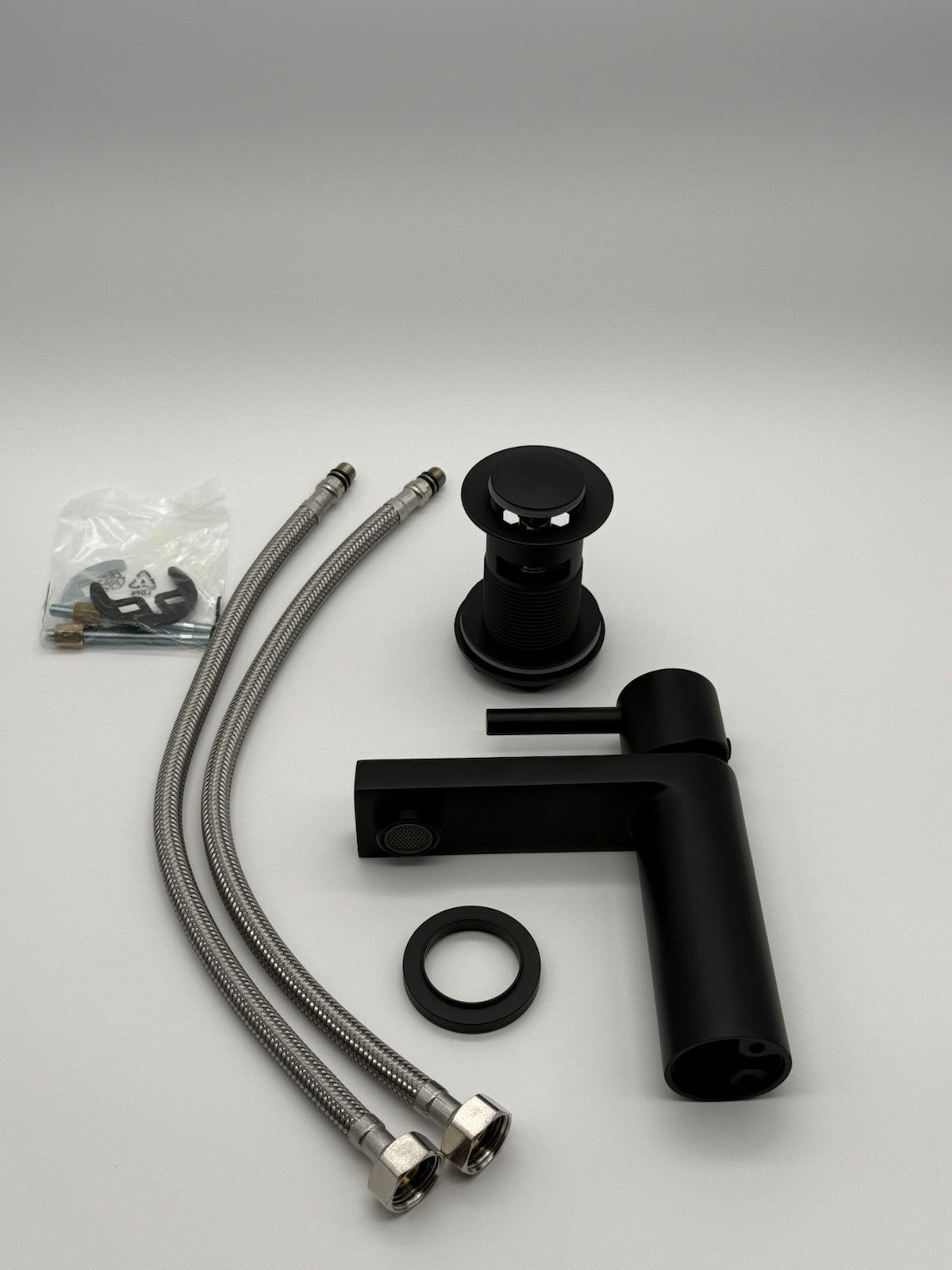 Basin Mixer Tap Matt Black inc Waste Single Lever WRAS Bathroom Sink Brass