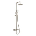 Exposed Thermostatic Shower Set Brushed Nickel Bar Valve 200mm Rain Head Brass