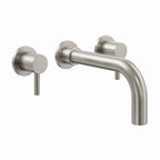 Wall Mounted Basin Mixer Tap Brushed Nickel Dual Lever WRAS Bathroom Brass