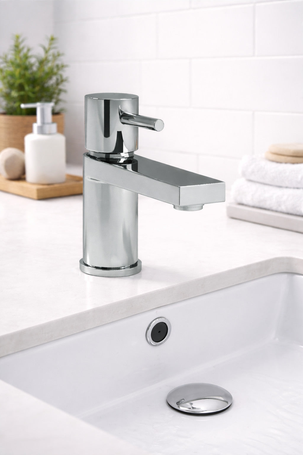 Basin Mixer Tap Chrome inc Waste Single Lever WRAS Bathroom Sink Brass