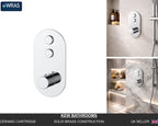 Concealed Thermostatic Shower Valve Chrome Push Button Twin Outlet Brass WRAS