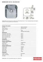 Franke Ariane ARX 110-33 Undermount 1 Bowl Stainless Steel Kitchen Sink — view 4
