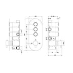 Concealed Thermostatic Shower Valve Chrome Push Button Triple Outlet Brass WRAS