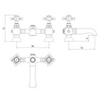 Traditional Bath Filler Tap Brushed Copper Crosshead Ceramic Valve WRAS Brass