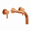 Wall Mounted Basin Mixer Tap Brushed Copper Dual Lever WRAS Bathroom Brass