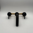 Wall Mounted Basin Mixer Tap Matt Black Dual Lever WRAS Bathroom Brass