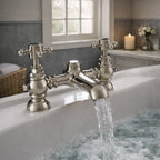 Traditional Bath Filler Tap Brushed Nickel Crosshead Ceramic Valve WRAS Brass