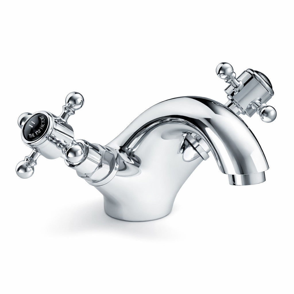 Traditional Twin Handle Basin Mixer Tap Chrome Inc Waste WRAS Brass