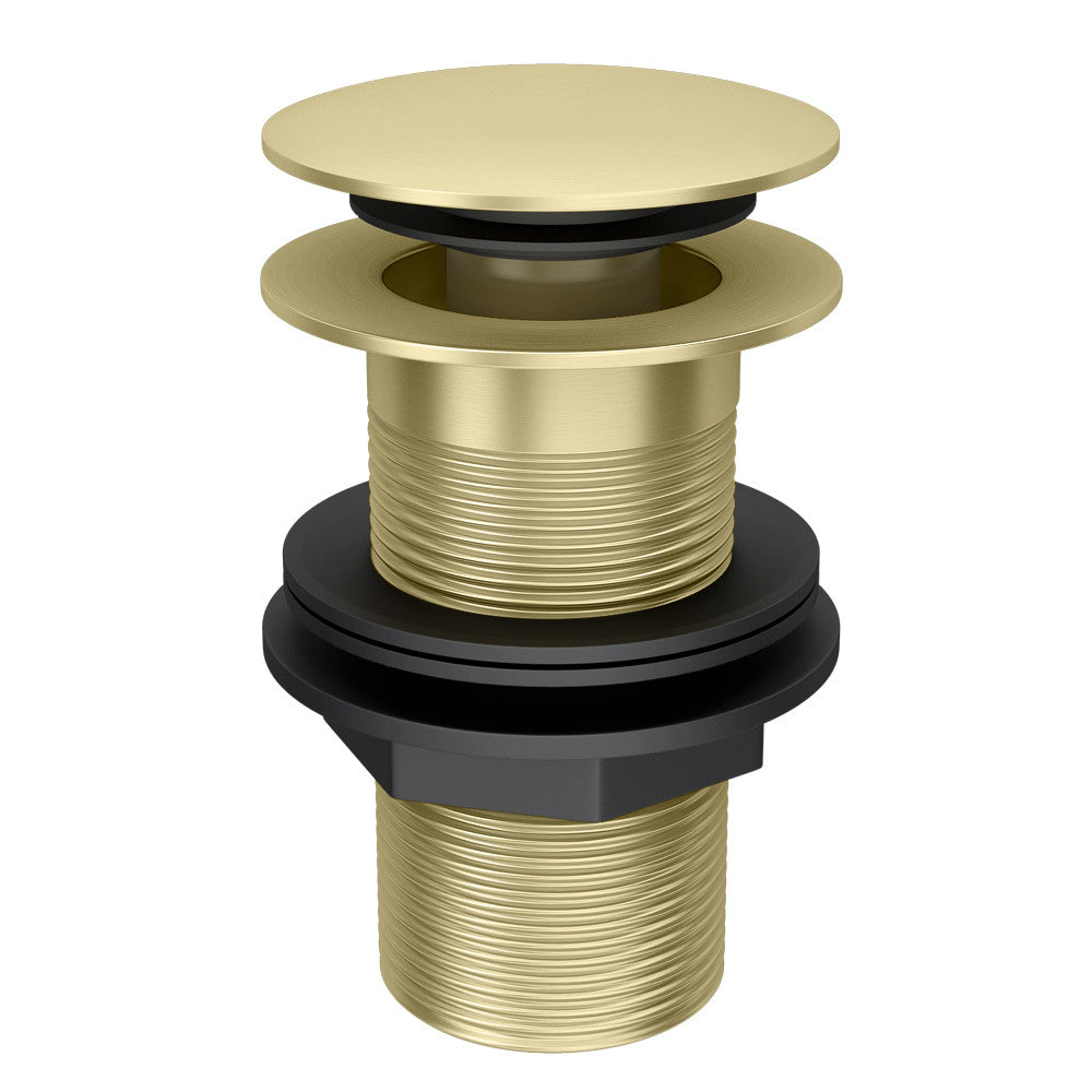 Unslotted Basin Waste Click Clack Brushed Brass Bathroom Sink Solid Brass