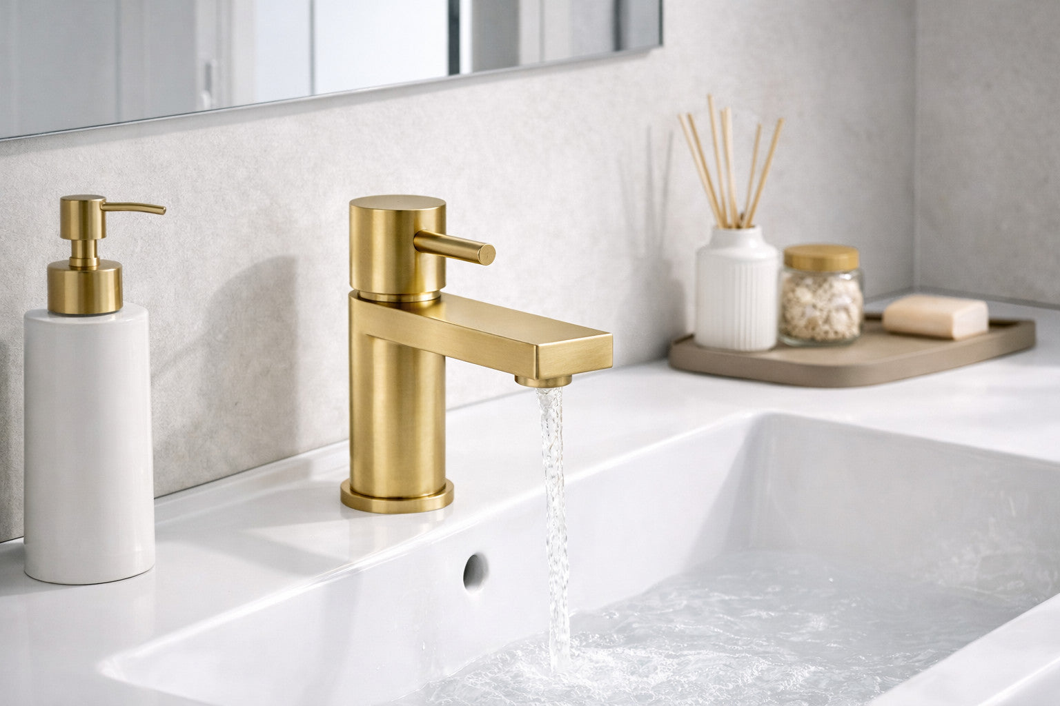 Basin Mixer Tap Brushed Brass inc Waste Single Lever WRAS Bathroom Sink Brass