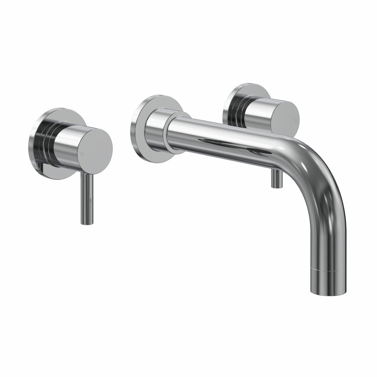 Wall Mounted Basin Mixer Tap Chrome Dual Lever WRAS Bathroom Brass