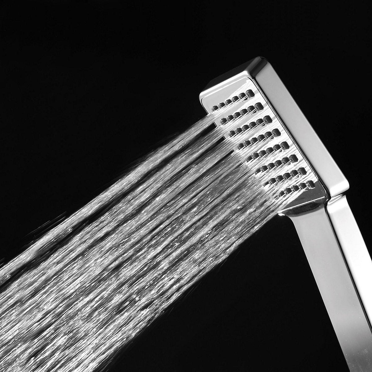 Square Shower Riser Rail Kit Chrome Adjustable Head Hose Bar Set Wall Mounted