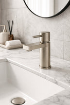 Basin Mixer Tap Brushed Nickel inc Waste Single Lever WRAS Bathroom Sink