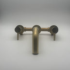 Kew Wall Mounted Basin Mixer Tap Brushed Brass Dual Lever WRAS Bathroom