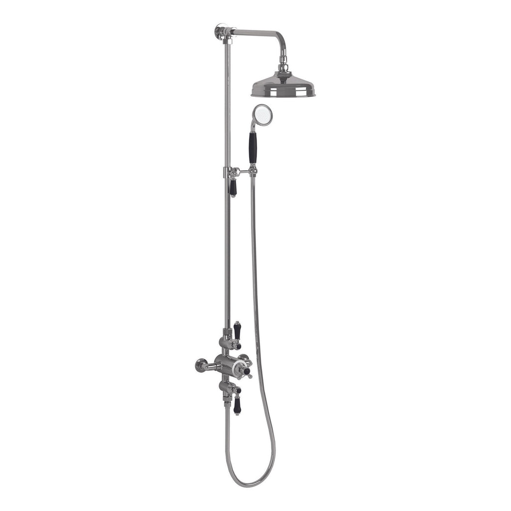 Traditional Thermostatic Shower Set Chrome Exposed 200mm Rainfall Brass WRAS