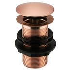 Unslotted Basin Waste Click Clack Brushed Copper Rose Gold Solid Brass